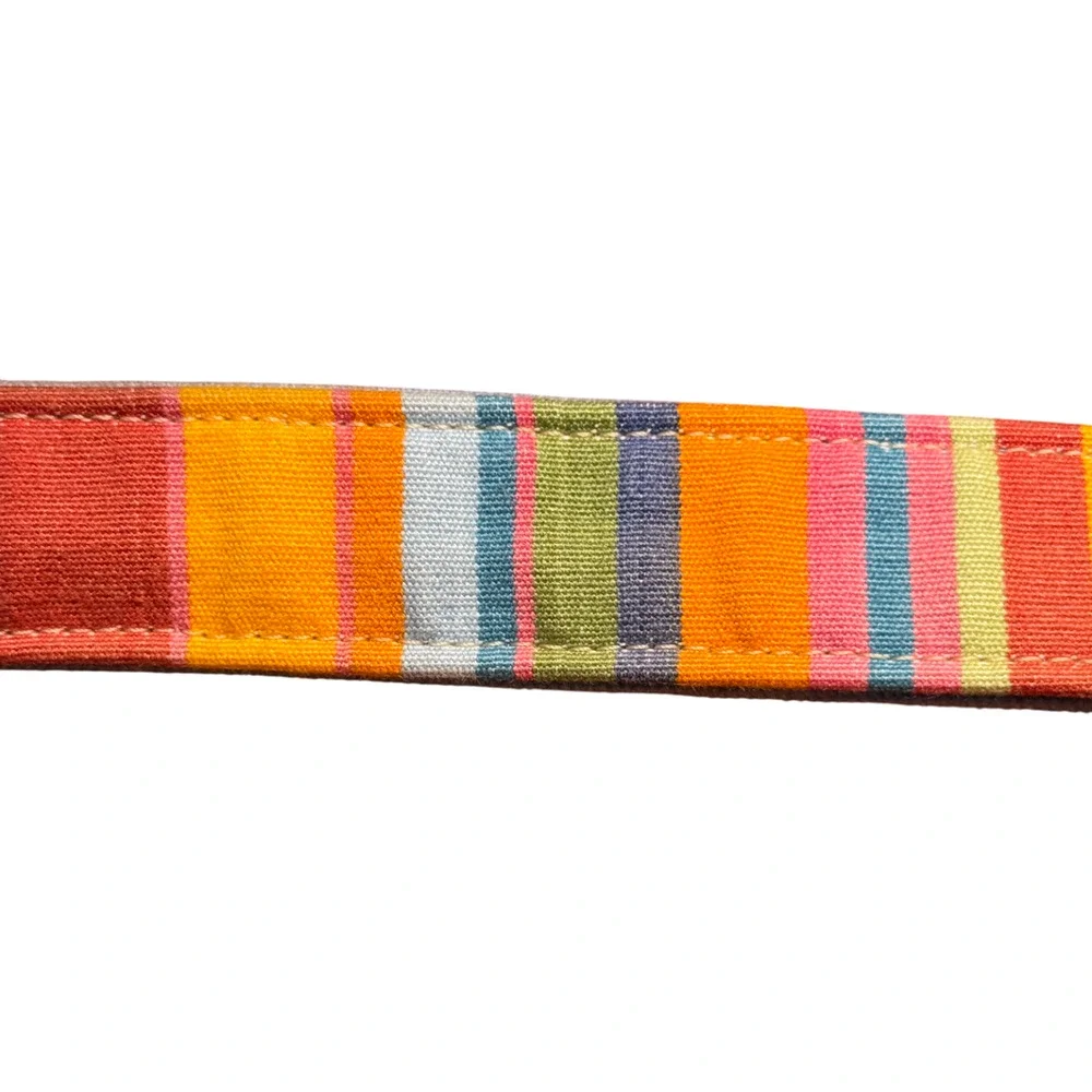 Leather Man Ltd Men's Sz 36 Multi Color Stripe Leather Belt Preppy - Picture 3 of 10